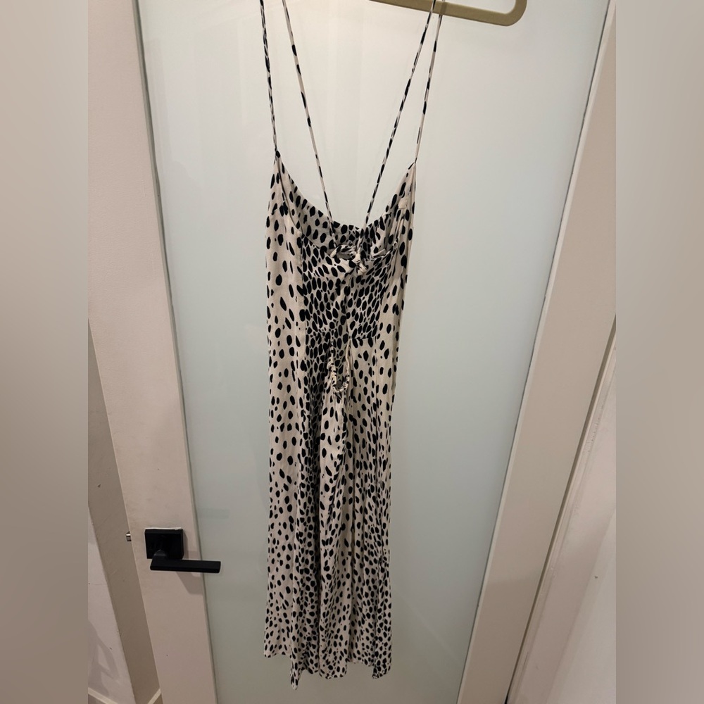 Reformation Elegant Black and White Spotted Dress with low back - Picture 7 of 8